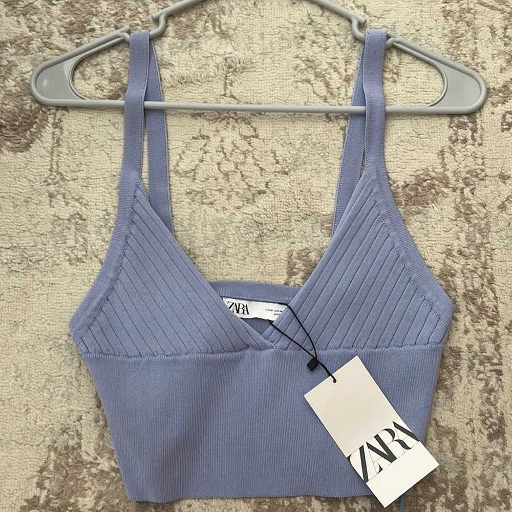 NWT zara baby blue knit top